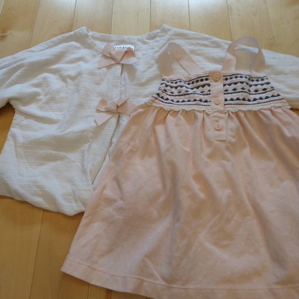 18-24m Max studio matching set white cardigan and dress or top depending on age